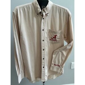 Alabama Crimson Tide Roll Tide Tan Button Down Bama Shirt Mens Large College